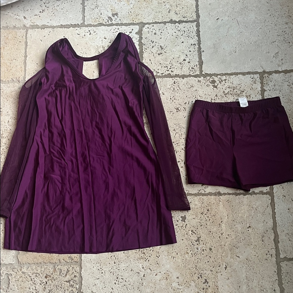 A Wish Come True Dance Costume - Burgundy, sm adult, spandex - Picture 3 of 3